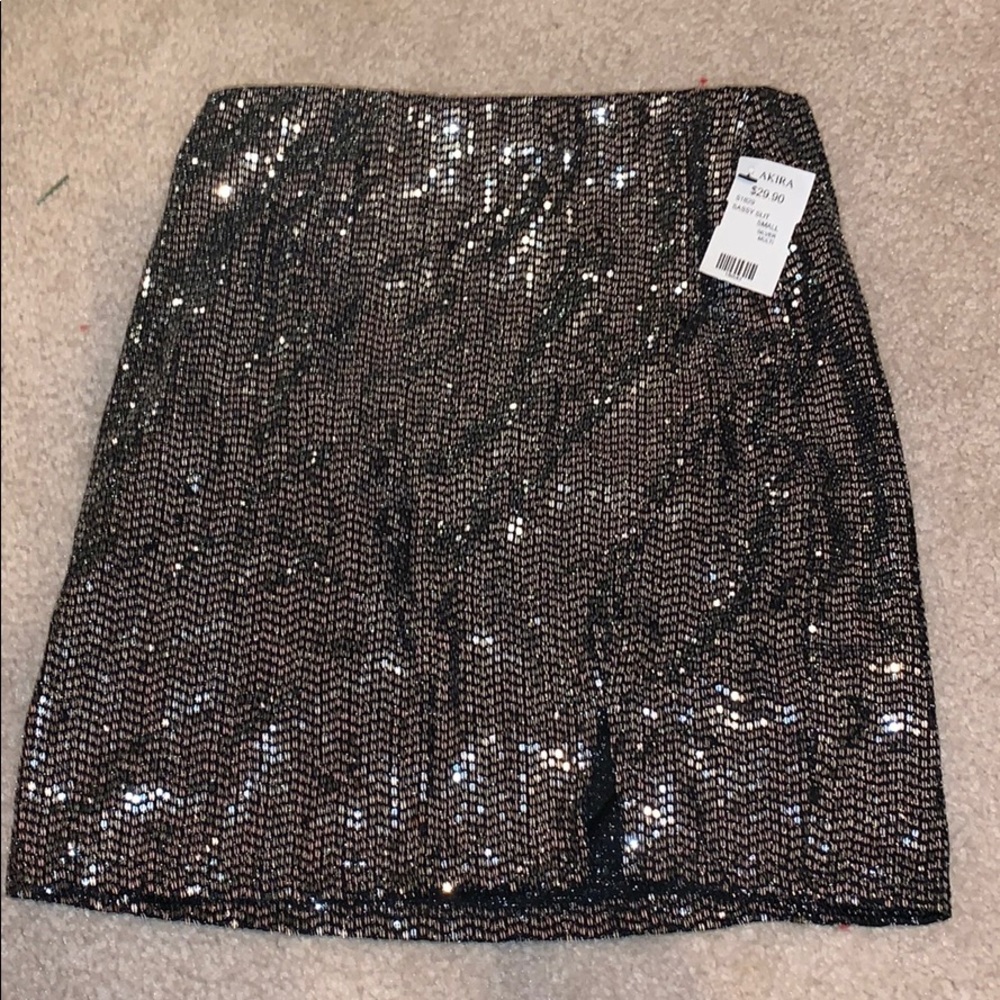 Sequin gray and black mini skirt
